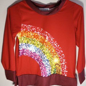 Sunshine Swing Red Rainbow Jersey Top Size 10